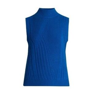Diane Von Furstenberg DVF Ediva Blue Cashmere Sweater Vest Sz L